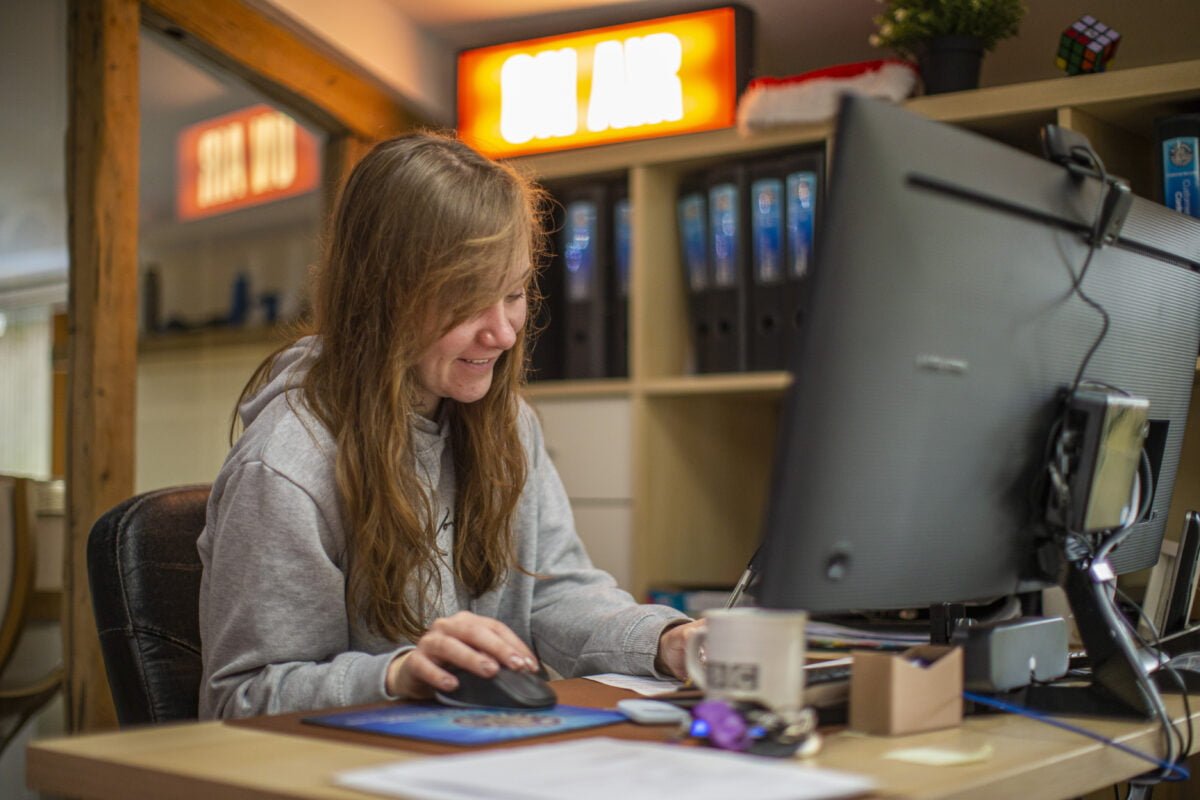 Office Co-ordinator Jazz Halstead at her desk working